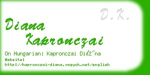 diana kapronczai business card